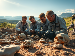 create a highly detailed image of an archaeological dig site