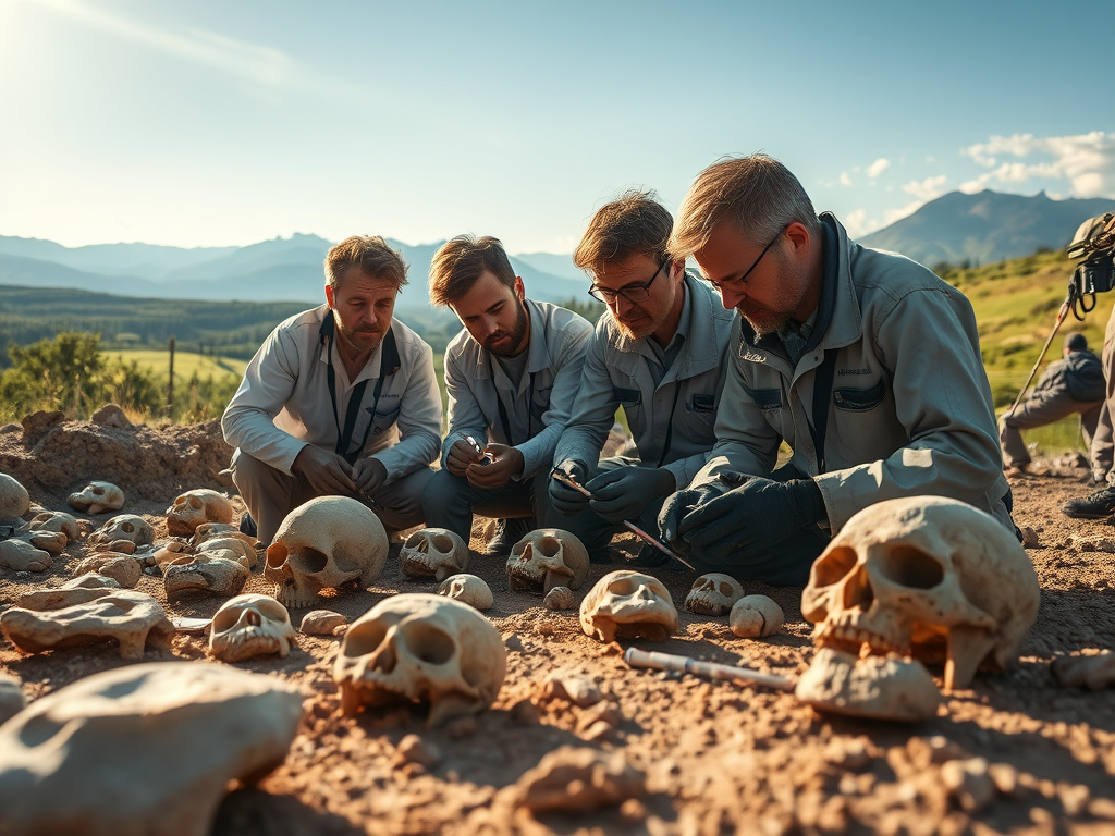 create a highly detailed image of an archaeological dig site
