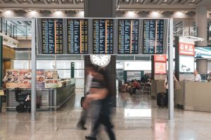 screen in airport terminal