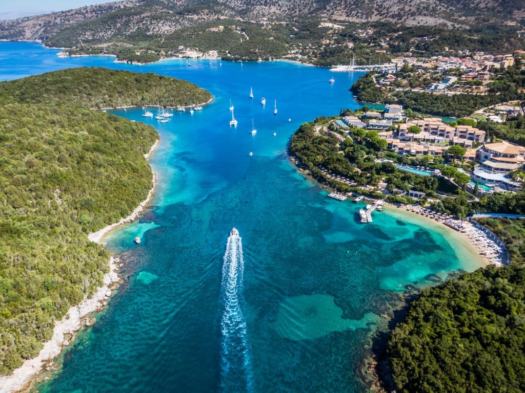 sunlit bay on tropical sea coast